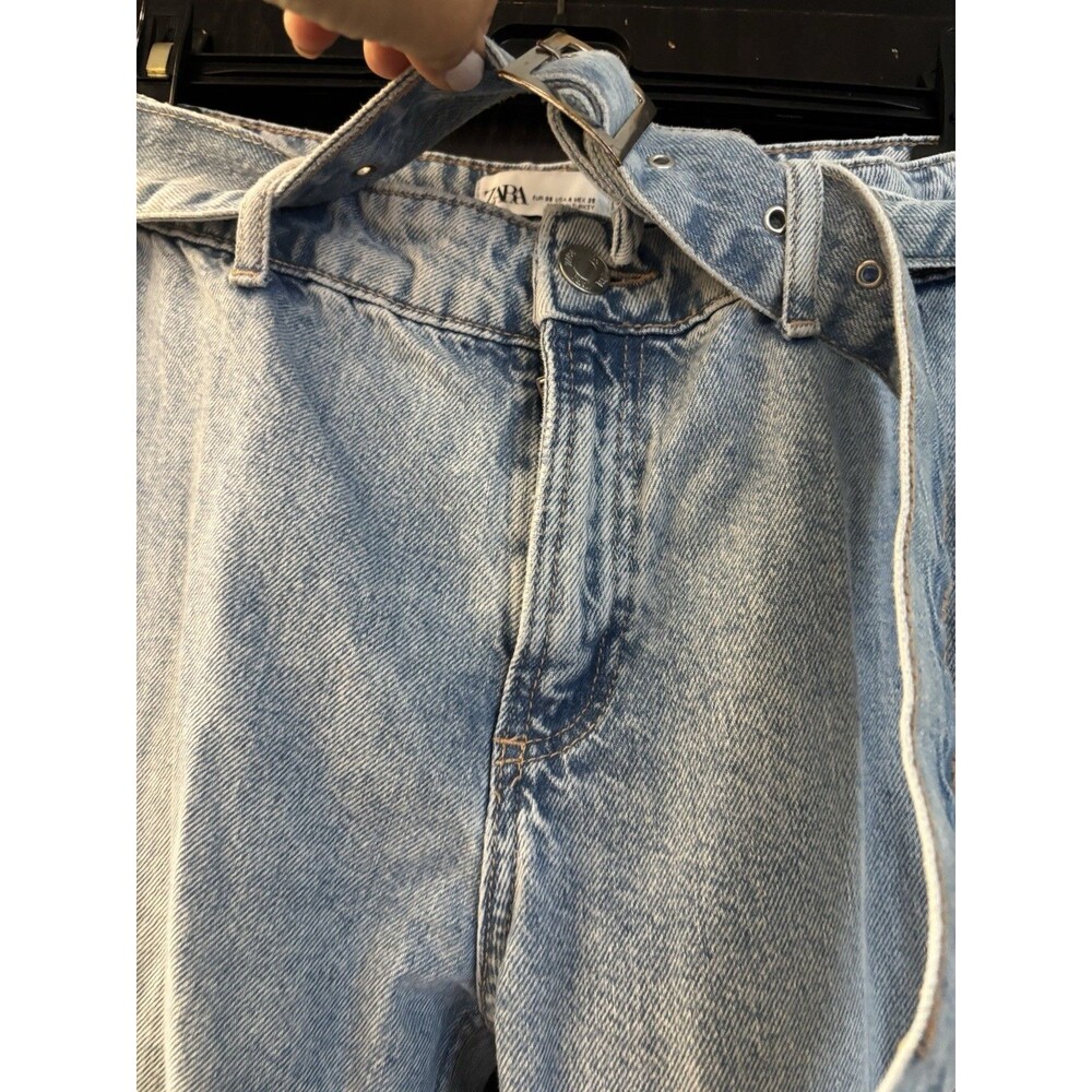 Zara Women's Light Blue Denim Belted Cargo Jeans SZ 4 - Picture 14 of 14